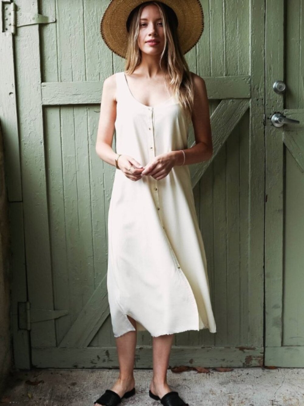Lacausa silk botton front dress
